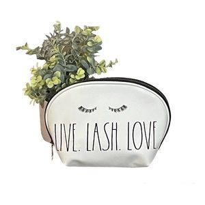 New Rae Dunn Live.Lash.Love white and black makeup/carry all bag.
